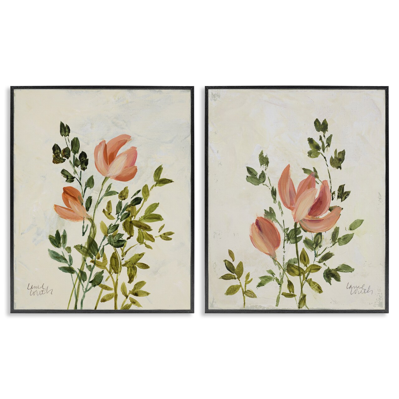 Stupell Industries Vintage Leaves & Bloom 2 pc Framed Giclee Wall Art Set Design by Lanie Loreth